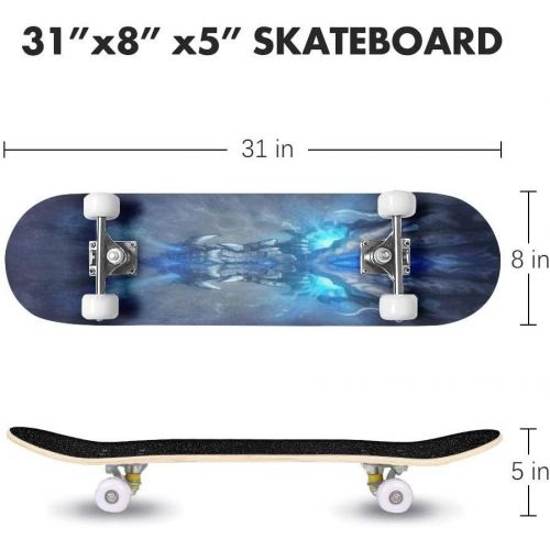  GWFERC Asian Dragon Vector Illustration Chinese Vintage Oriental draghi Skateboard 31x8 Double-Warped Skateboards Outdoor Street Sports Skateboard for Beginners Professionals Cool Adult T