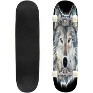 GWFERC The Head of a Wolf in an Ornament Skateboard 31x8 Double-Warped Skateboards Outdoor Street Sports Skateboard for Beginners Professionals Cool Adult Teen Gifts