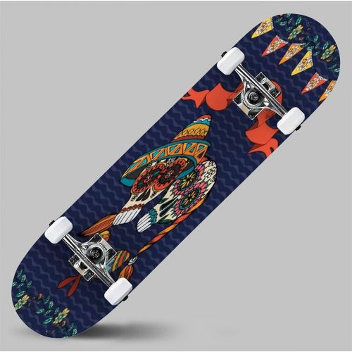  GWFERC White Shark in The sea Stock Illustration Skateboard 31x8 Double-Warped Skateboards Outdoor Street Sports Skateboard for Beginners Professionals Cool Adult Teen Gifts