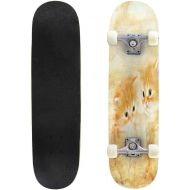 GWFERC Three Cats a House and Dandelions Oil on Canvas Skateboard 31x8 Double-Warped Skateboards Outdoor Street Sports Skateboard for Beginners Professionals Cool Adult Teen Gifts