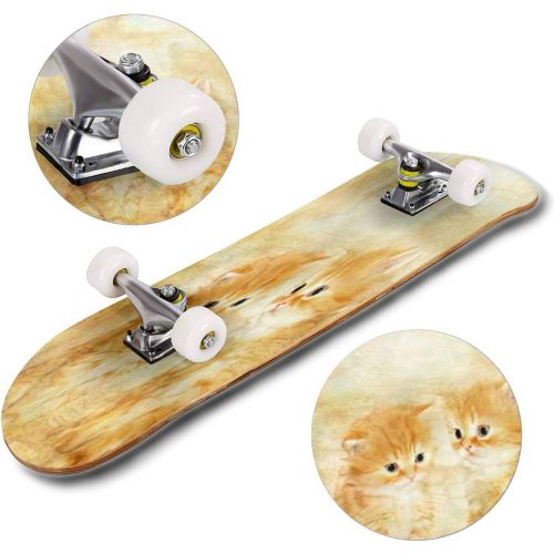  GWFERC Three Cats a House and Dandelions Oil on Canvas Skateboard 31x8 Double-Warped Skateboards Outdoor Street Sports Skateboard for Beginners Professionals Cool Adult Teen Gifts