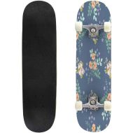 GWFERC Graphic Abstract Tiny Floral Seamless Pattern Skateboard 31x8 Double-Warped Skateboards Outdoor Street Sports Skateboard for Beginners Professionals Cool Adult Teen Gifts