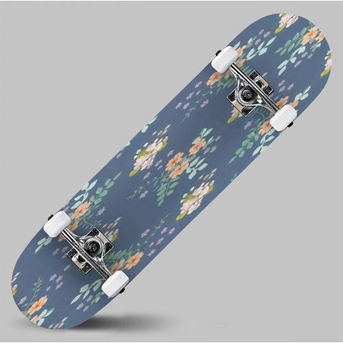  GWFERC Graphic Abstract Tiny Floral Seamless Pattern Skateboard 31x8 Double-Warped Skateboards Outdoor Street Sports Skateboard for Beginners Professionals Cool Adult Teen Gifts
