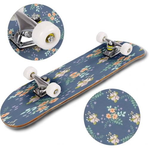  GWFERC Graphic Abstract Tiny Floral Seamless Pattern Skateboard 31x8 Double-Warped Skateboards Outdoor Street Sports Skateboard for Beginners Professionals Cool Adult Teen Gifts