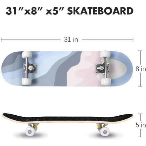  GWFERC Water Signs Skateboard 31x8 Double-Warped Skateboards Outdoor Street Sports Skateboard for Beginners Professionals Cool Adult Teen Gifts