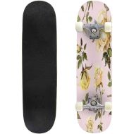 GWFERC Rose Watercolor Skateboard 31x8 Double-Warped Skateboards Outdoor Street Sports Skateboard for Beginners Professionals Cool Adult Teen Gifts