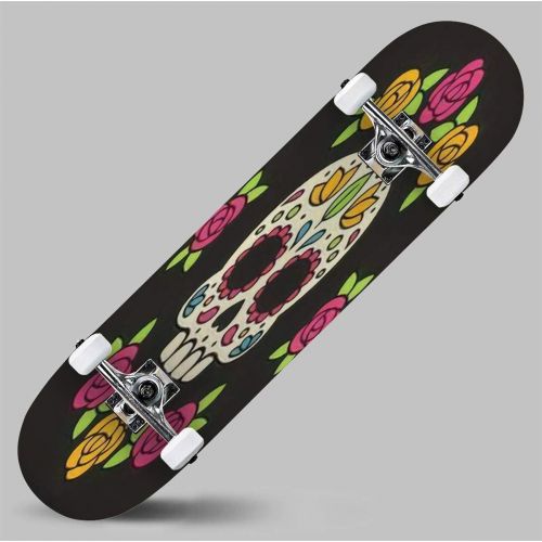  GWFERC Smoking Skull E Cigarettes Vape Hipster Smoker T Shirt Print Skateboard 31x8 Double-Warped Skateboards Outdoor Street Sports Skateboard for Beginners Professionals Cool Adult Teen