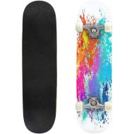 GWFERC Colour Burst Background with Stars and Transparencies Skateboard 31x8 Double-Warped Skateboards Outdoor Street Sports Skateboard for Beginners Professionals Cool Adult Teen Gifts