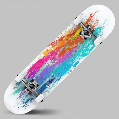  GWFERC Colour Burst Background with Stars and Transparencies Skateboard 31x8 Double-Warped Skateboards Outdoor Street Sports Skateboard for Beginners Professionals Cool Adult Teen Gifts