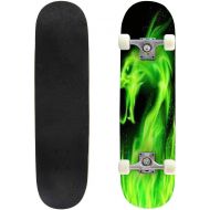 GWFERC A fire Dragon Surrounded by a Swirl of Flame Rising up Behind him a Skateboard 31x8 Double-Warped Skateboards Outdoor Street Sports Skateboard for Beginners Professionals Cool Adul