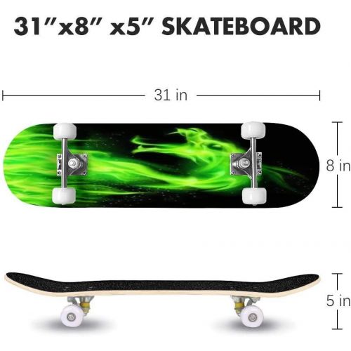  GWFERC A fire Dragon Surrounded by a Swirl of Flame Rising up Behind him a Skateboard 31x8 Double-Warped Skateboards Outdoor Street Sports Skateboard for Beginners Professionals Cool Adul