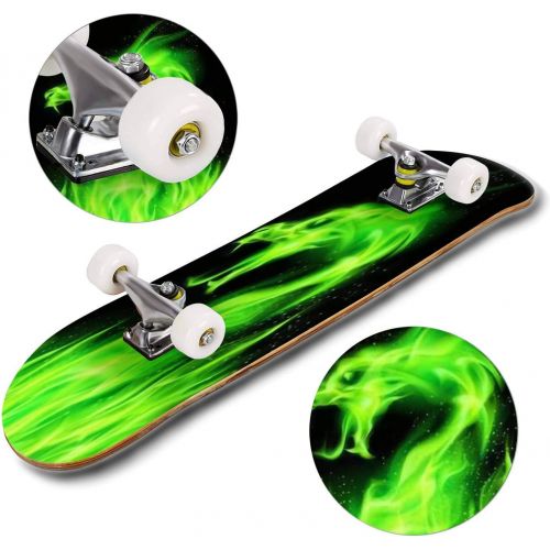  GWFERC A fire Dragon Surrounded by a Swirl of Flame Rising up Behind him a Skateboard 31x8 Double-Warped Skateboards Outdoor Street Sports Skateboard for Beginners Professionals Cool Adul