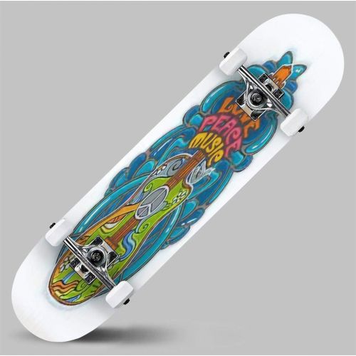  GWFERC Acoustic Stylized Guitar from The time of Woodstock Hippie Style Skateboard 31x8 Double-Warped Skateboards Outdoor Street Sports Skateboard for Beginners Professionals Cool Adult T