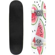 GWFERC Seamless Pattern with Cute Pineapple and Watermelon Skateboard 31x8 Double-Warped Skateboards Outdoor Street Sports Skateboard for Beginners Professionals Cool Adult Teen Gifts