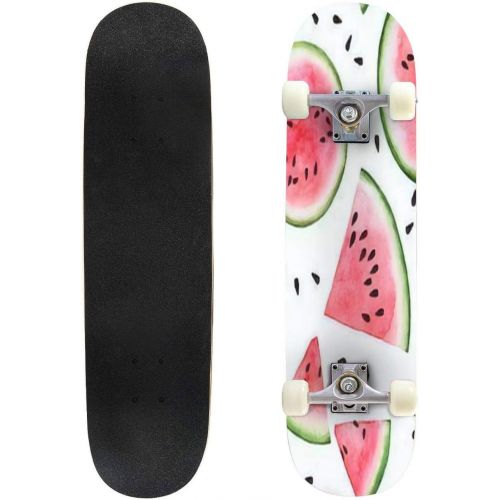  GWFERC Seamless Pattern with Cute Pineapple and Watermelon Skateboard 31x8 Double-Warped Skateboards Outdoor Street Sports Skateboard for Beginners Professionals Cool Adult Teen Gifts