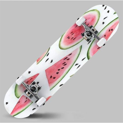  GWFERC Seamless Pattern with Cute Pineapple and Watermelon Skateboard 31x8 Double-Warped Skateboards Outdoor Street Sports Skateboard for Beginners Professionals Cool Adult Teen Gifts