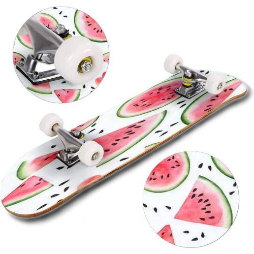  GWFERC Seamless Pattern with Cute Pineapple and Watermelon Skateboard 31x8 Double-Warped Skateboards Outdoor Street Sports Skateboard for Beginners Professionals Cool Adult Teen Gifts