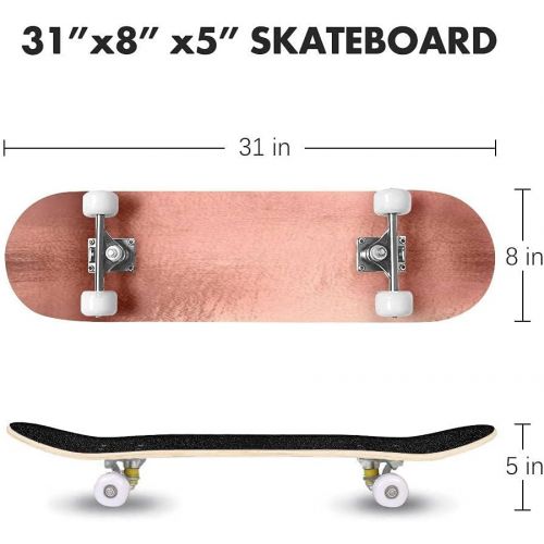  GWFERC Light Blue Color Polygonal Shape Background Skateboard 31x8 Double-Warped Skateboards Outdoor Street Sports Skateboard for Beginners Professionals Cool Adult Teen Gifts