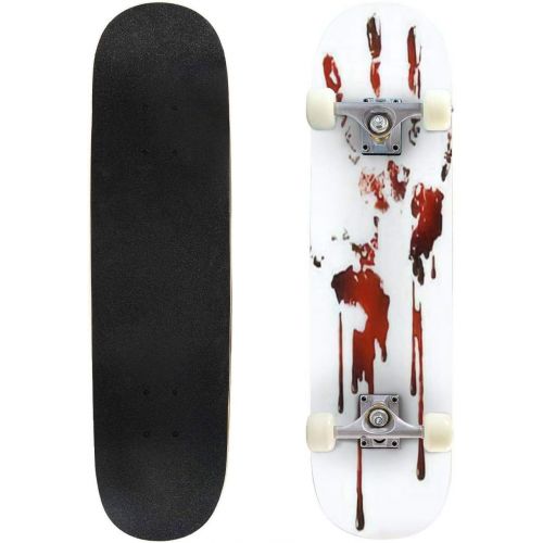  GWFERC Zombie with Angry face Skateboard 31x8 Double-Warped Skateboards Outdoor Street Sports Skateboard for Beginners Professionals Cool Adult Teen Gifts