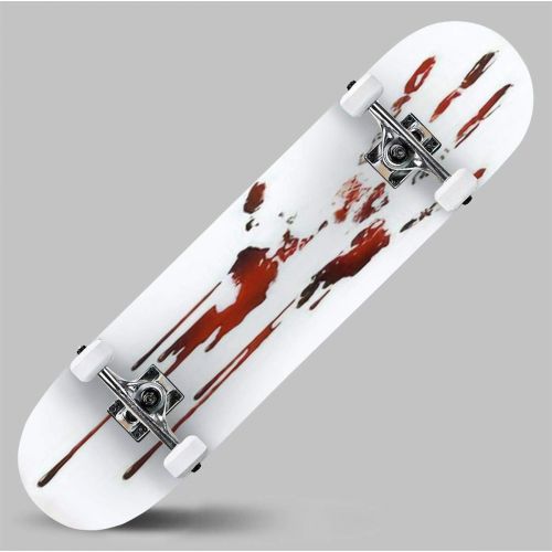  GWFERC Zombie with Angry face Skateboard 31x8 Double-Warped Skateboards Outdoor Street Sports Skateboard for Beginners Professionals Cool Adult Teen Gifts