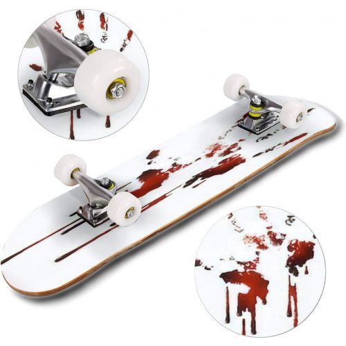  GWFERC Zombie with Angry face Skateboard 31x8 Double-Warped Skateboards Outdoor Street Sports Skateboard for Beginners Professionals Cool Adult Teen Gifts