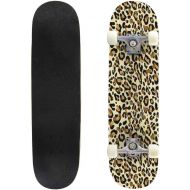 GWFERC Leopard Pattern in Brown Colors Skateboard 31x8 Double-Warped Skateboards Outdoor Street Sports Skateboard for Beginners Professionals Cool Adult Teen Gifts