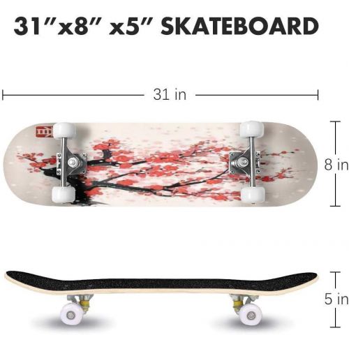  GWFERC Vertical Template with Pink Shopping Paper Bags Cherry Blossom Spring Skateboard 31x8 Double-Warped Skateboards Outdoor Street Sports Skateboard for Beginners Professionals Cool Ad