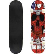 GWFERC The United States of America Flag Vector Illustration Skateboard 31x8 Double-Warped Skateboards Outdoor Street Sports Skateboard for Beginners Professionals Cool Adult Teen Gifts