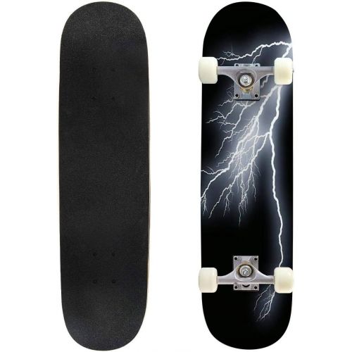  GWFERC Lightning Strike Skateboard 31x8 Double-Warped Skateboards Outdoor Street Sports Skateboard for Beginners Professionals Cool Adult Teen Gifts