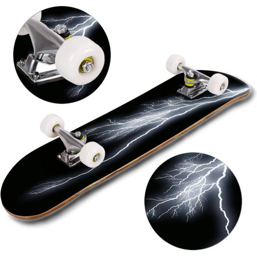  GWFERC Lightning Strike Skateboard 31x8 Double-Warped Skateboards Outdoor Street Sports Skateboard for Beginners Professionals Cool Adult Teen Gifts