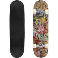 GWFERC Grunge Colorful Background Skateboard 31x8 Double-Warped Skateboards Outdoor Street Sports Skateboard for Beginners Professionals Cool Adult Teen Gifts