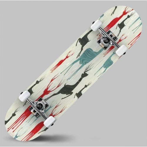  GWFERC Abstract with Stars Skateboard 31x8 Double-Warped Skateboards Outdoor Street Sports Skateboard for Beginners Professionals Cool Adult Teen Gifts