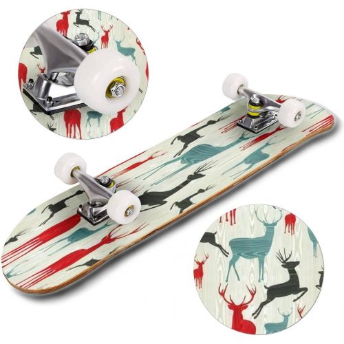  GWFERC Abstract with Stars Skateboard 31x8 Double-Warped Skateboards Outdoor Street Sports Skateboard for Beginners Professionals Cool Adult Teen Gifts