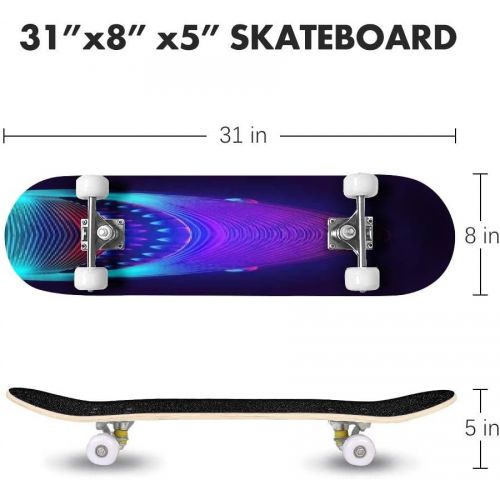  GWFERC Shark Jaws Blue sea Waves Isolated on White Skateboard 31x8 Double-Warped Skateboards Outdoor Street Sports Skateboard for Beginners Professionals Cool Adult Teen Gifts