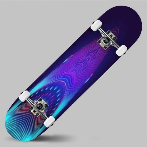  GWFERC Shark Jaws Blue sea Waves Isolated on White Skateboard 31x8 Double-Warped Skateboards Outdoor Street Sports Skateboard for Beginners Professionals Cool Adult Teen Gifts