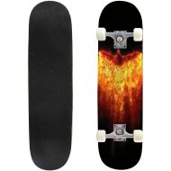 GWFERC Man in Mystic fire and Ornamental Dragons Pencil Sketch on Paper Blue Skateboard 31x8 Double-Warped Skateboards Outdoor Street Sports Skateboard for Beginners Professionals Cool Ad