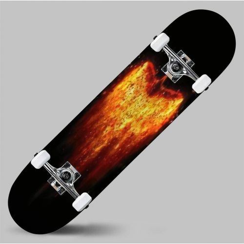  GWFERC Man in Mystic fire and Ornamental Dragons Pencil Sketch on Paper Blue Skateboard 31x8 Double-Warped Skateboards Outdoor Street Sports Skateboard for Beginners Professionals Cool Ad