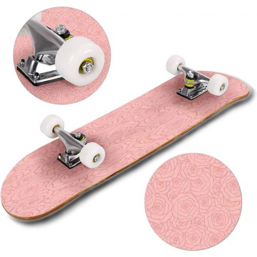  GWFERC of Rose Skateboard 31x8 Double-Warped Skateboards Outdoor Street Sports Skateboard for Beginners Professionals Cool Adult Teen Gifts