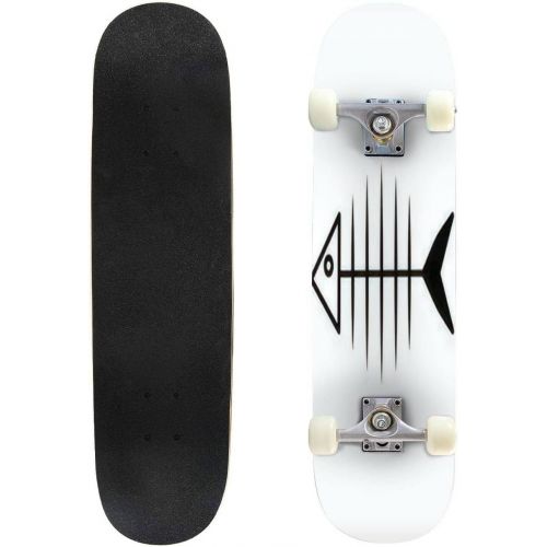  GWFERC icon of Fishbone Skateboard 31x8 Double-Warped Skateboards Outdoor Street Sports Skateboard for Beginners Professionals Cool Adult Teen Gifts