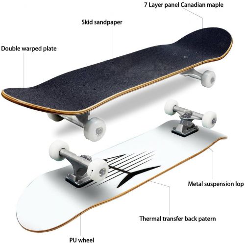  GWFERC icon of Fishbone Skateboard 31x8 Double-Warped Skateboards Outdoor Street Sports Skateboard for Beginners Professionals Cool Adult Teen Gifts