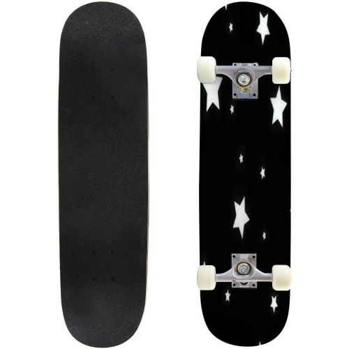 GWFERC Colorful Seamless with Geometric Shapes Stars Leafs Drops and Circles Skateboard 31x8 Double-Warped Skateboards Outdoor Street Sports Skateboard for Beginners Professionals Cool Ad