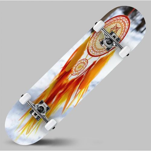  GWFERC Vintage Dreamcatcher Isolated on Black Skateboard 31x8 Double-Warped Skateboards Outdoor Street Sports Skateboard for Beginners Professionals Cool Adult Teen Gifts