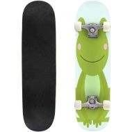 GWFERC Seamless with Frogs and Fishes Skateboard 31x8 Double-Warped Skateboards Outdoor Street Sports Skateboard for Beginners Professionals Cool Adult Teen Gifts