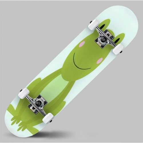  GWFERC Seamless with Frogs and Fishes Skateboard 31x8 Double-Warped Skateboards Outdoor Street Sports Skateboard for Beginners Professionals Cool Adult Teen Gifts