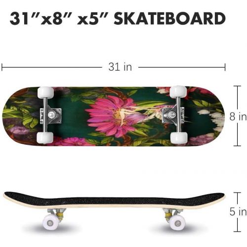  GWFERC 4 Graphic Vector of Mythical Creatures Set 32 Skateboard 31x8 Double-Warped Skateboards Outdoor Street Sports Skateboard for Beginners Professionals Cool Adult Teen Gifts