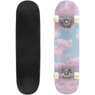 GWFERC Amazing Big Pink Cloud in The Sunset Skateboard 31x8 Double-Warped Skateboards Outdoor Street Sports Skateboard for Beginners Professionals Cool Adult Teen Gifts