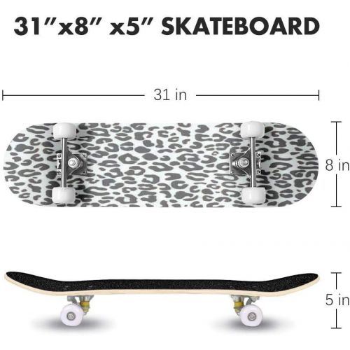  GWFERC Watercolor All Over Leopard Pattern Illustration Skateboard 31x8 Double-Warped Skateboards Outdoor Street Sports Skateboard for Beginners Professionals Cool Adult Teen Gifts