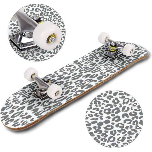  GWFERC Watercolor All Over Leopard Pattern Illustration Skateboard 31x8 Double-Warped Skateboards Outdoor Street Sports Skateboard for Beginners Professionals Cool Adult Teen Gifts