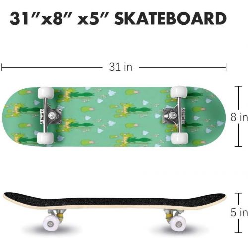  GWFERC Autumn Seamless Pattern Thanksgiving Day repeatable Background Skateboard 31x8 Double-Warped Skateboards Outdoor Street Sports Skateboard for Beginners Professionals Cool Adult Tee