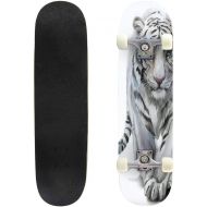 GWFERC Tiger in The Jungle Pattern Camouflage Background Skateboard 31x8 Double-Warped Skateboards Outdoor Street Sports Skateboard for Beginners Professionals Cool Adult Teen Gifts